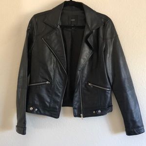 Faux leather jacket, black